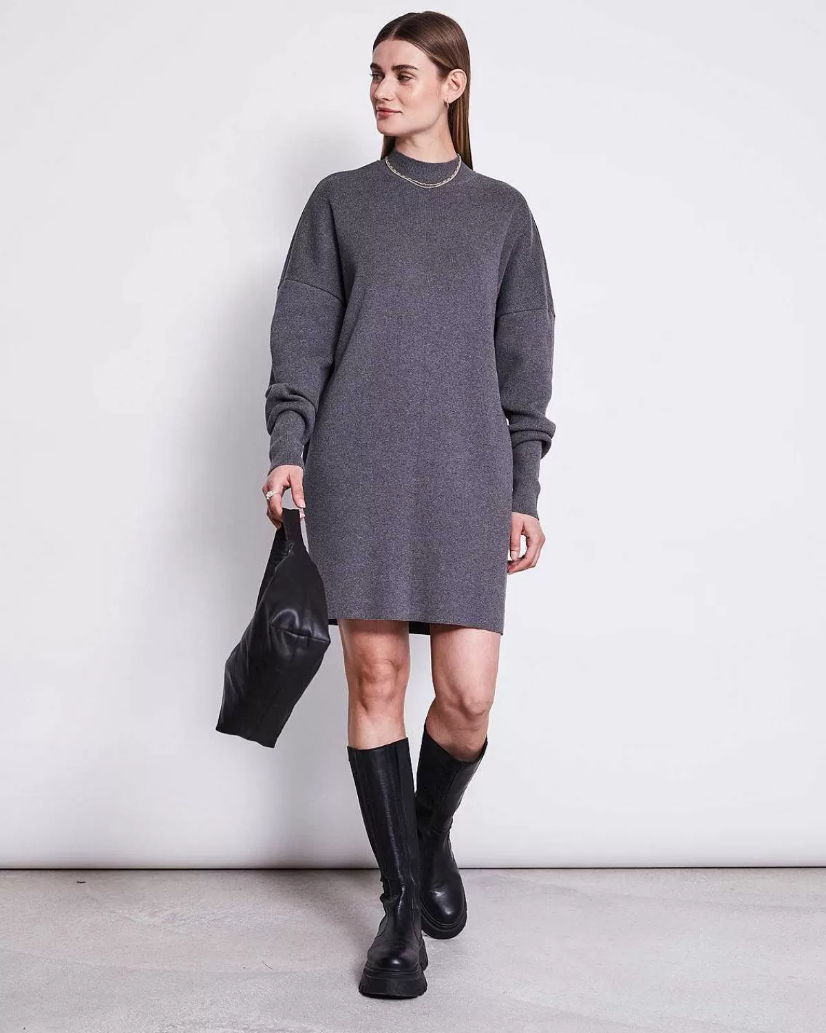 Knit Dress Nuna Dark Grey Gots>JAN 'N JUNE Clearance