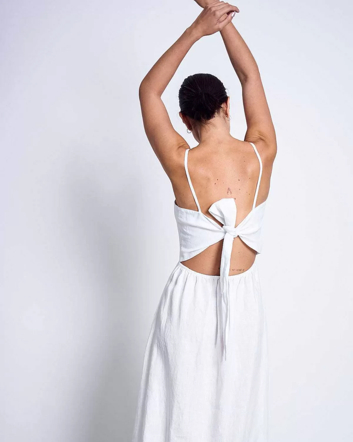 Linen Bow Dress Leuven White>JAN 'N JUNE Best