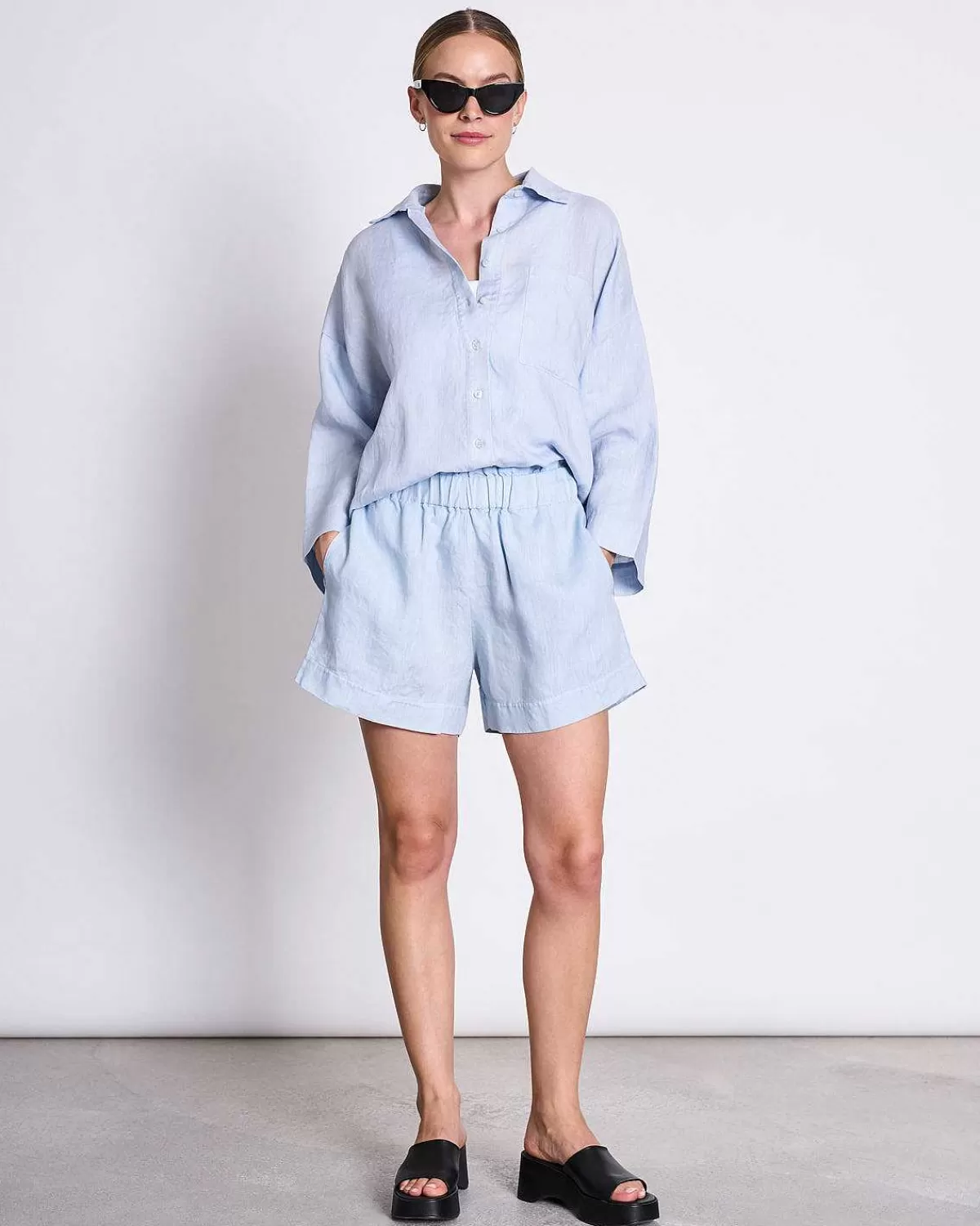 Linen Shorts Tournai Sky Blue>JAN 'N JUNE Online