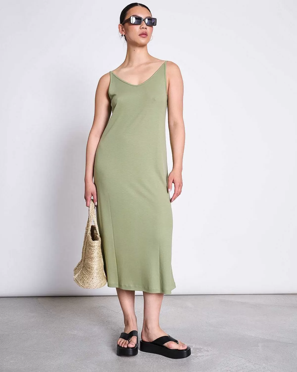 Midi Dress Triangle Pale Olive>JAN 'N JUNE Clearance