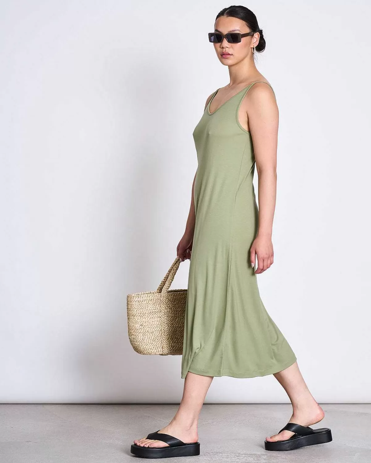 Midi Dress Triangle Pale Olive>JAN 'N JUNE Clearance