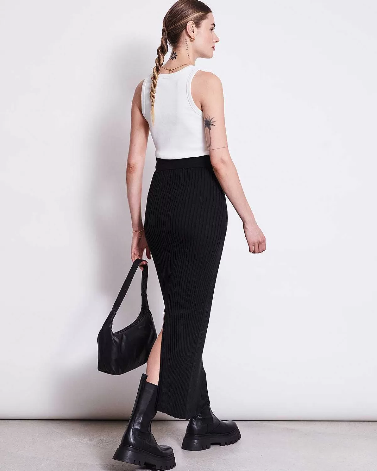 Midi Knit Skirt Ebba Black Gots>JAN 'N JUNE Discount