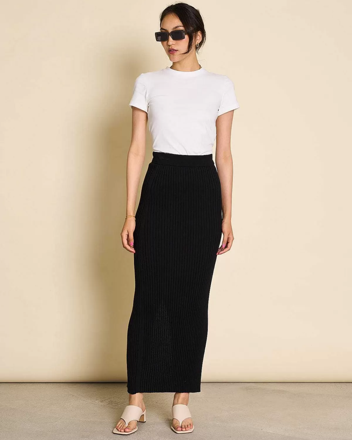 Midi Knit Skirt Ebba Black Gots>JAN 'N JUNE Discount