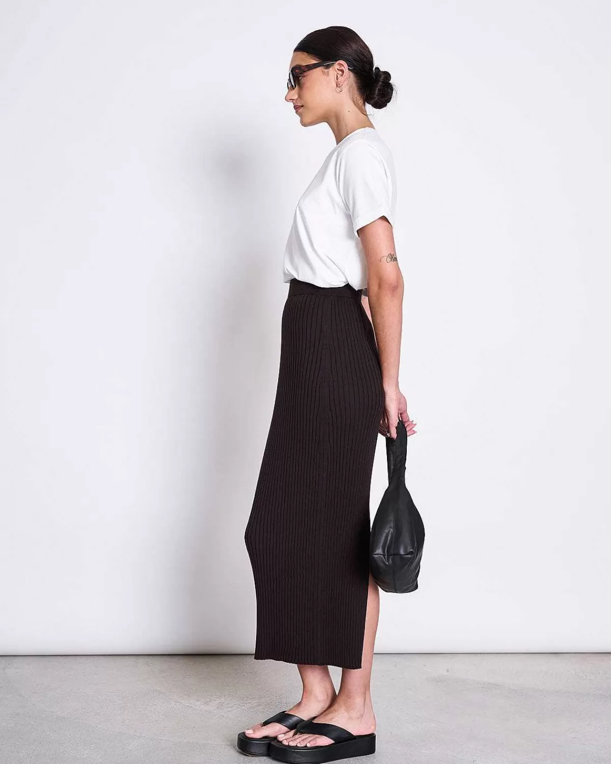 Midi Knit Skirt Ebba Espresso Gots>JAN 'N JUNE Online