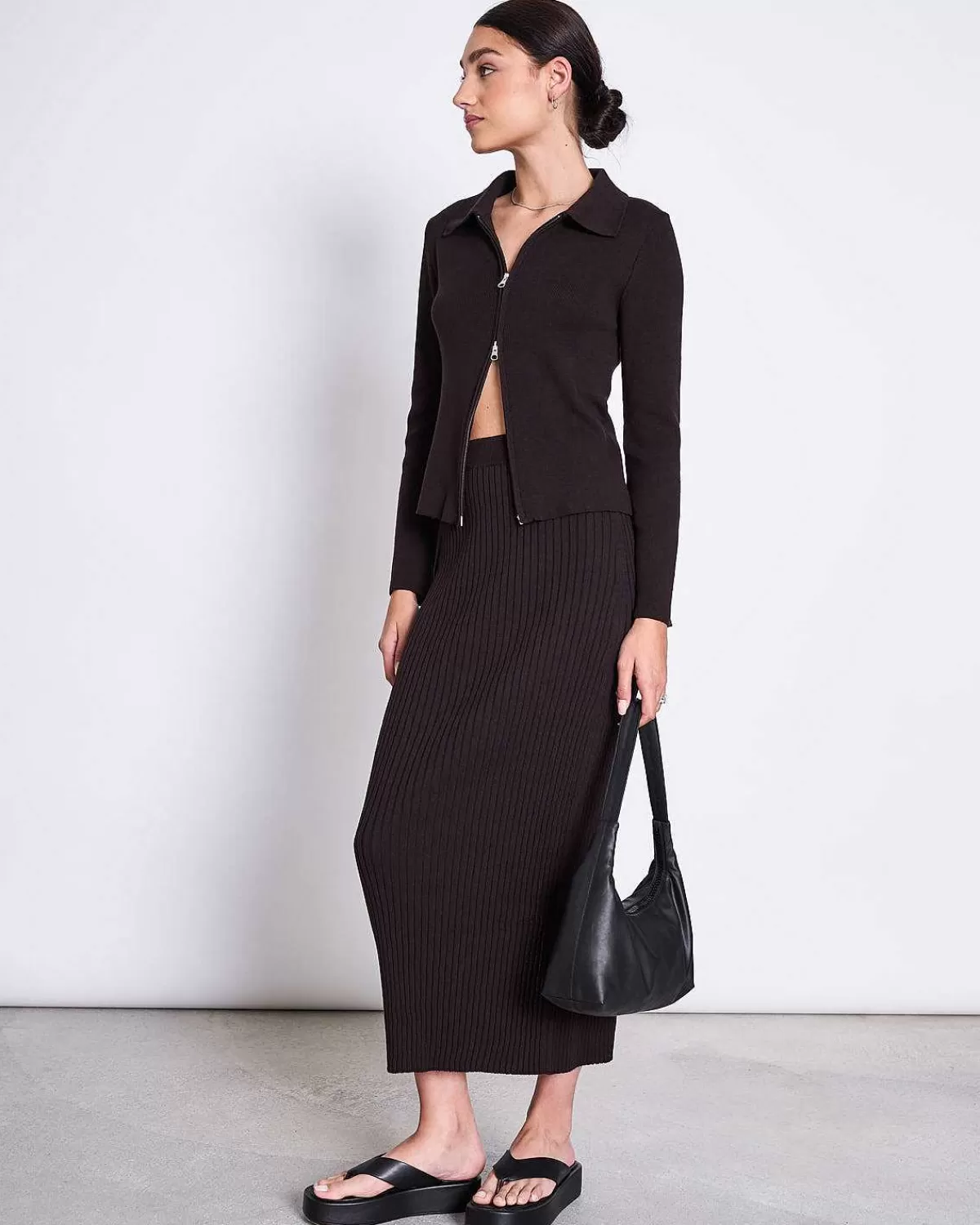 Midi Knit Skirt Ebba Espresso Gots>JAN 'N JUNE Online