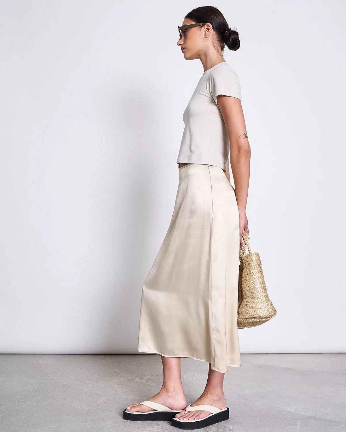 Midi Skirt Dira Ivory>JAN 'N JUNE Shop