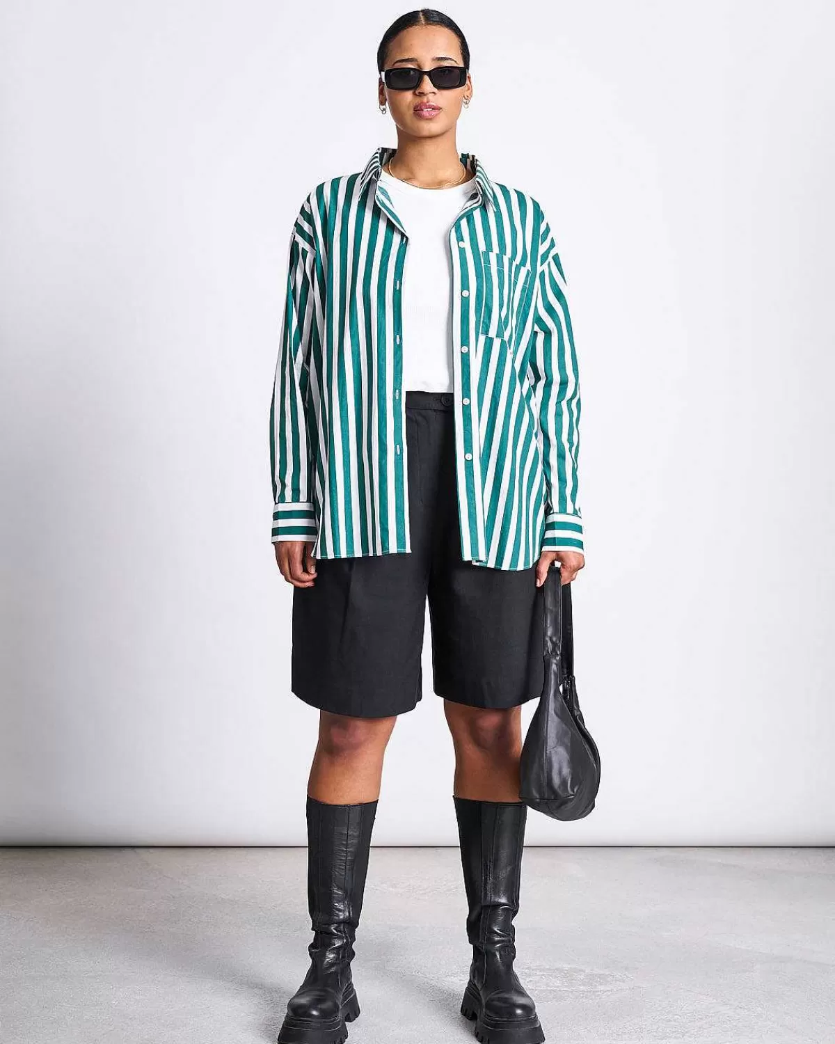 Oversized Shirt Mamro Bottle Green Striped>JAN 'N JUNE Online