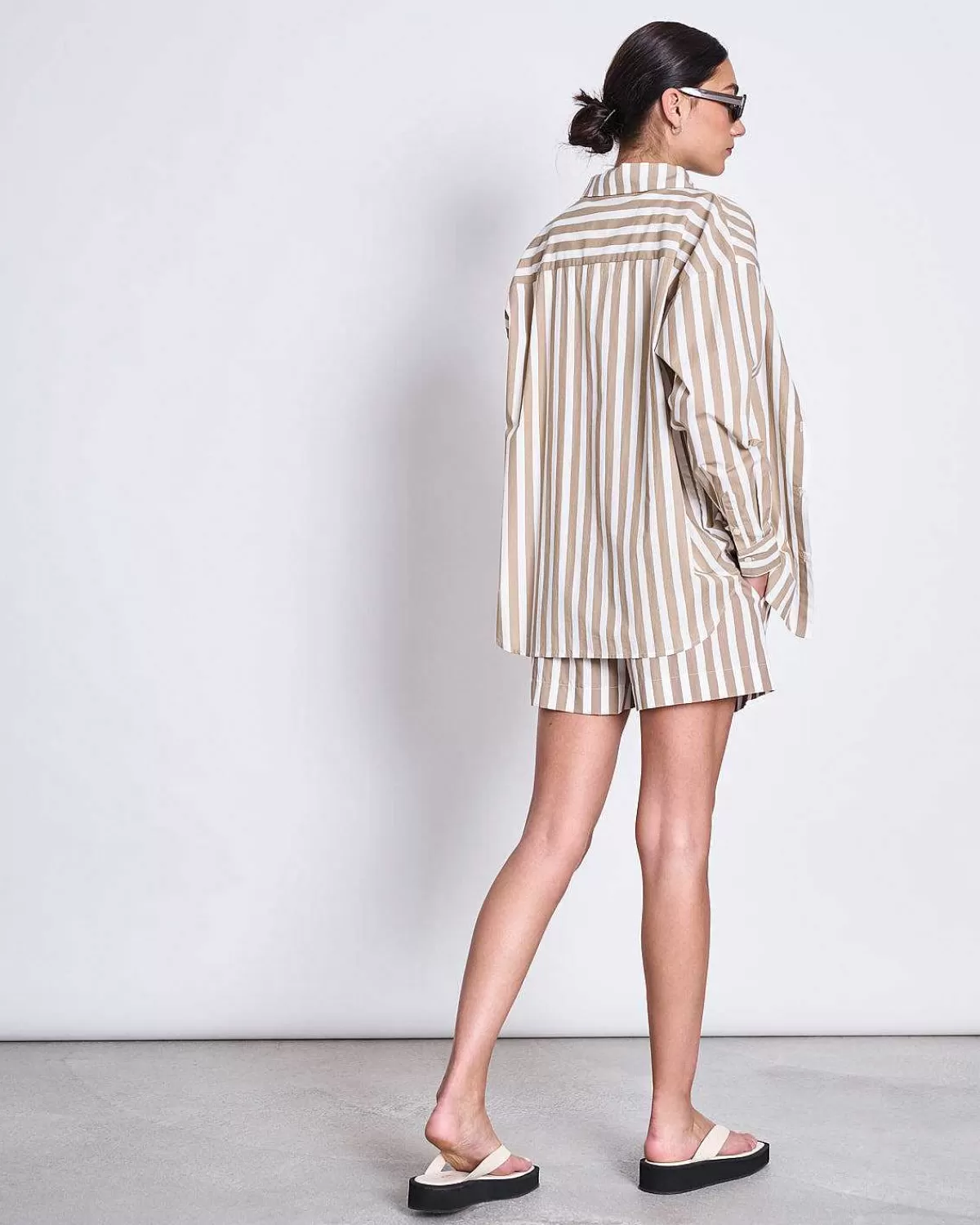 Oversized Shirt Mamro Camel Striped>JAN 'N JUNE Hot