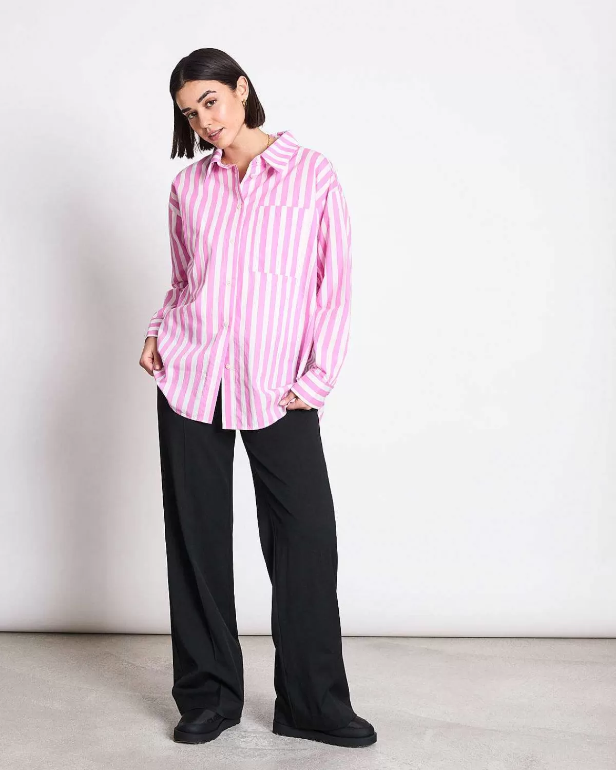 Oversized Shirt Mamro Hot Pink Striped>JAN 'N JUNE Clearance