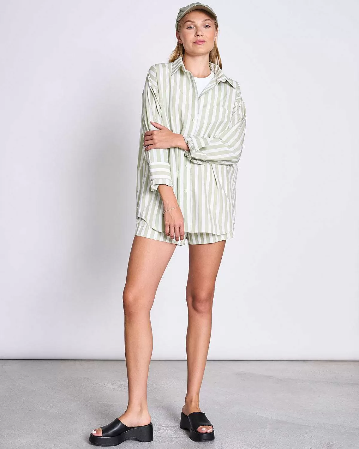 Oversized Shirt Mamro Pistachio Striped>JAN 'N JUNE Best