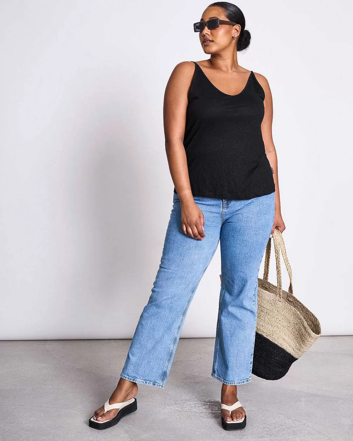 Slip Top Triangle Linen Black Gots>JAN 'N JUNE Best