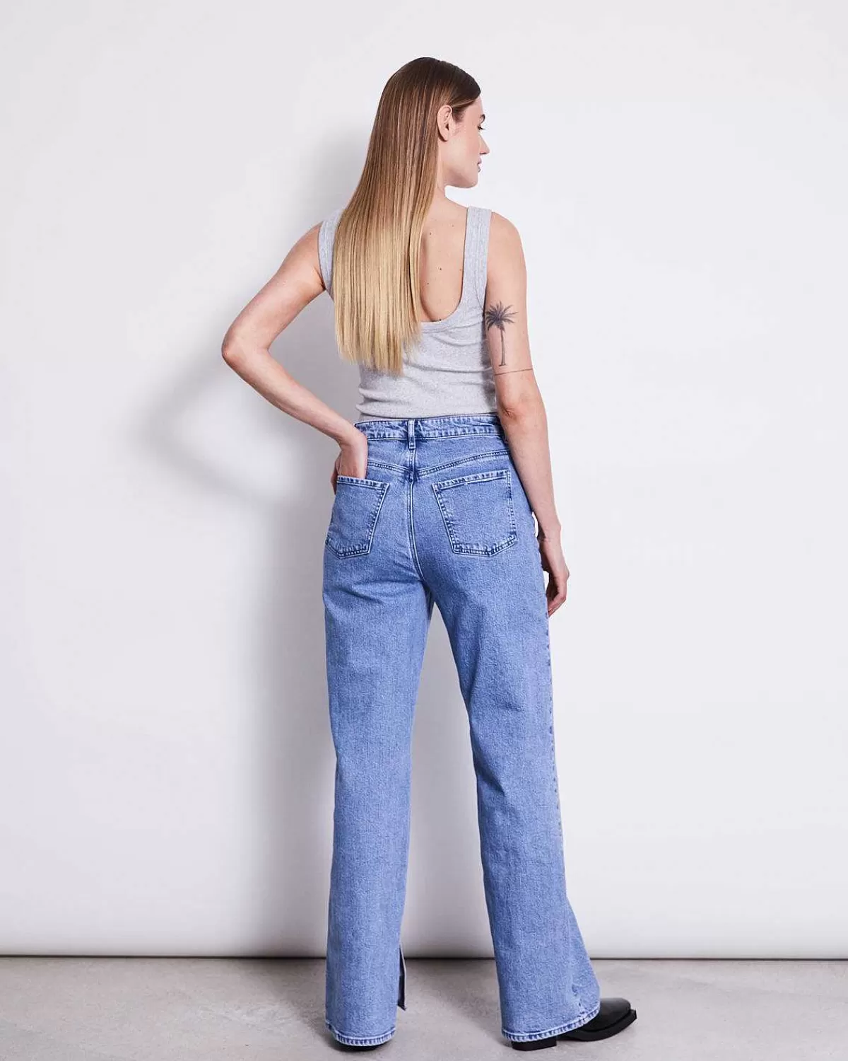 Slitted Wide Leg Jeans Selene Light Blue>JAN 'N JUNE Fashion