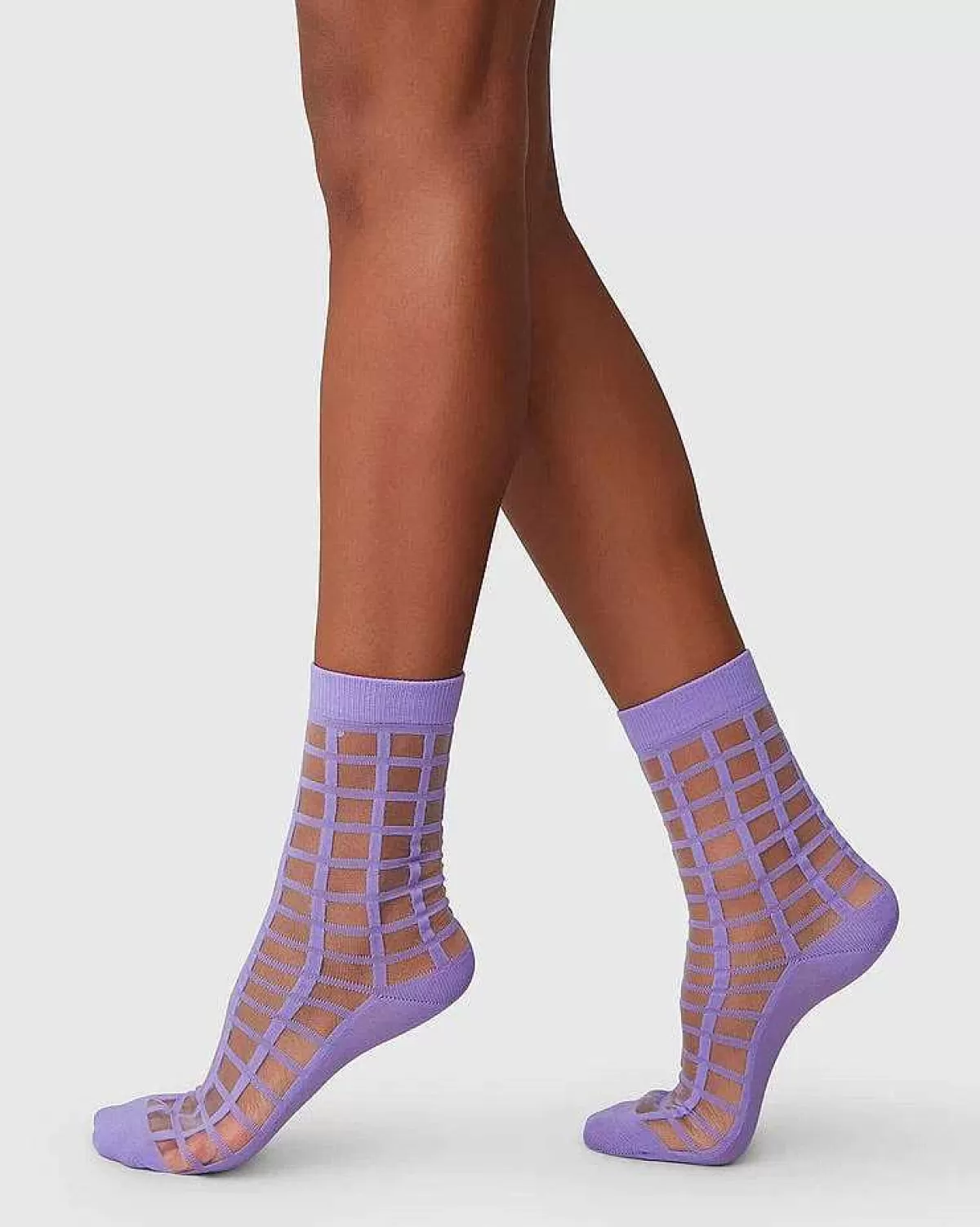 Swedish Stockings Socks Alicia Grid Lavender>JAN 'N JUNE Clearance