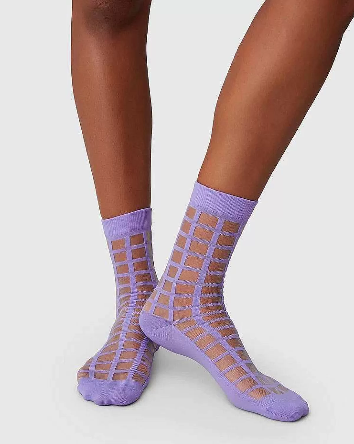 Swedish Stockings Socks Alicia Grid Lavender>JAN 'N JUNE Clearance