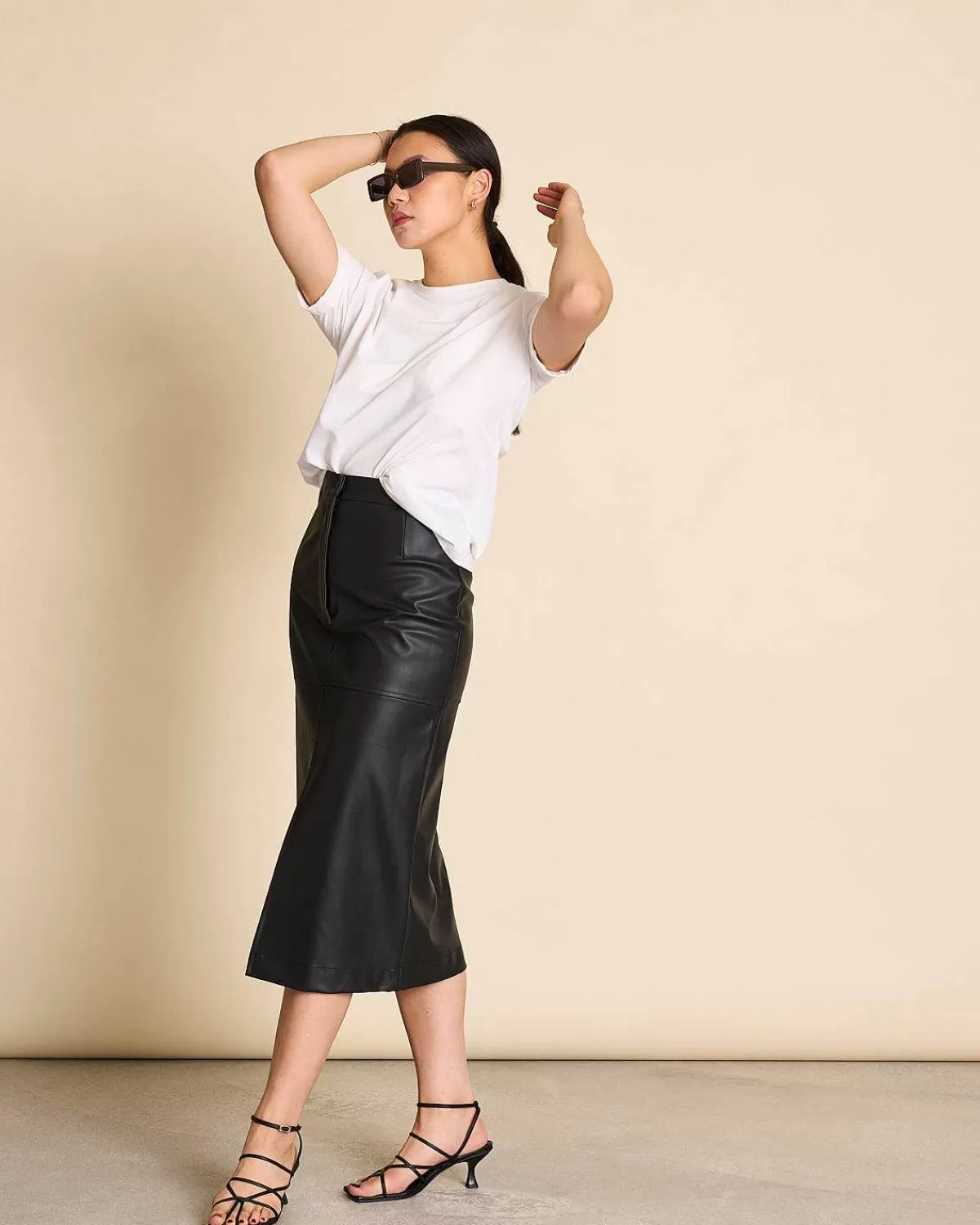 The Vegan Coated Skirt Long Black>JAN 'N JUNE Online