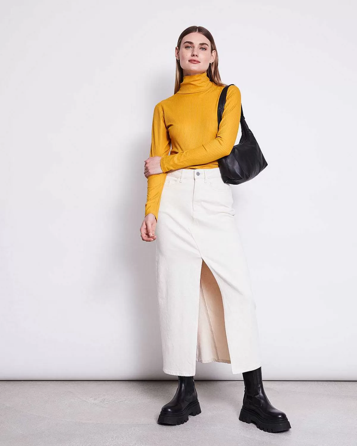 Turtleneck Mio Rib Mustard>JAN 'N JUNE Online